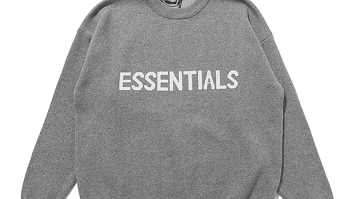 Sweater de punto Essentials gris claro Logo Frontal 1