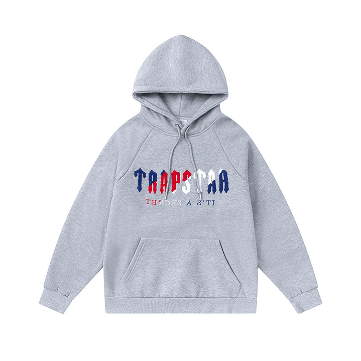 Hoodie Trapstar Gris Logo Azul/Blanco/Rojo 1