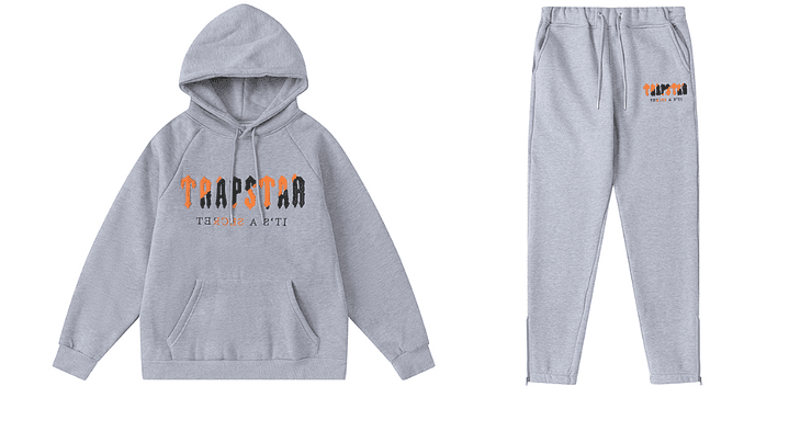 Conjunto Trapstar Gris Logo Naranja/Negro 1