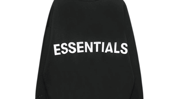 Crewneck Essentials negro Logo blanco Espalda 1