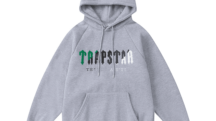Hoodie Trapstar Gris Logo Verde/Gris/Blanco 1