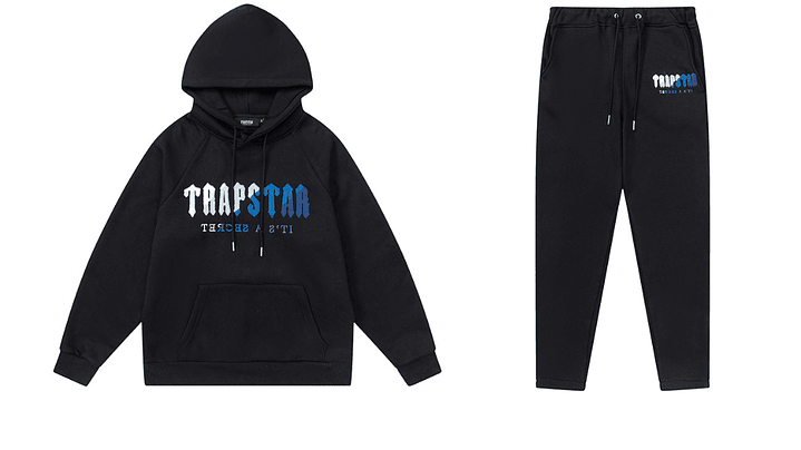 Conjunto Trapstar Negro Logo Blanco/Celeste/Azules 1