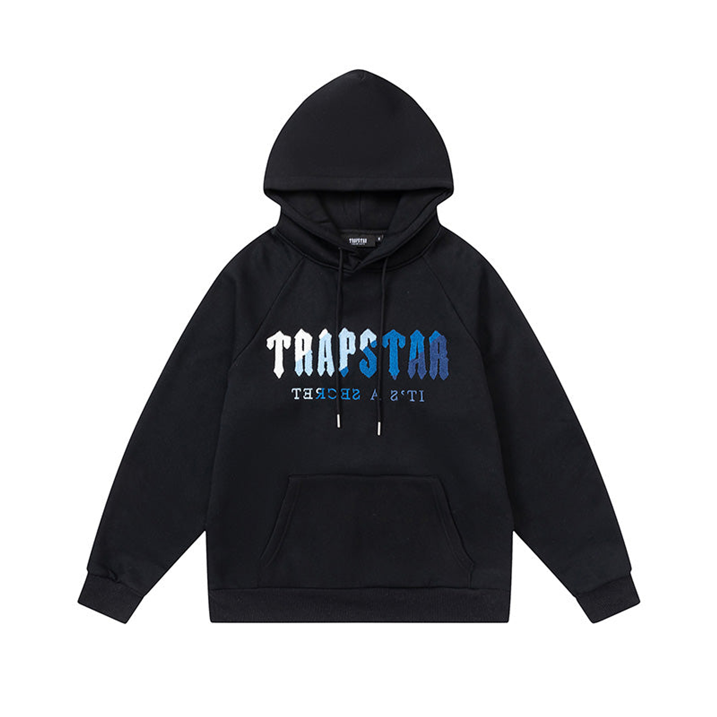 Hoodie Trapstar Negro Logo Blanco/Celeste/Azules 1