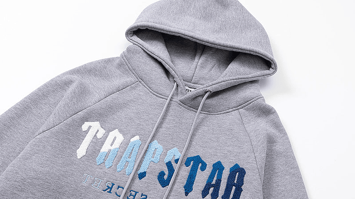 Hoodie Trapstar Gris Logo Blanco/Celeste/Azules 3