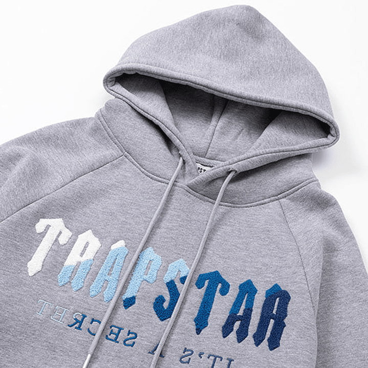 Hoodie Trapstar Gris Logo Blanco/Celeste/Azules 3