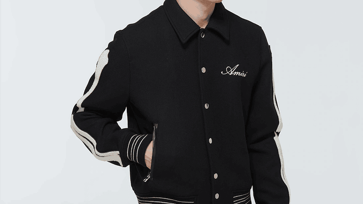 Varsity Jacket Amiri Bones wool-blend negra 4