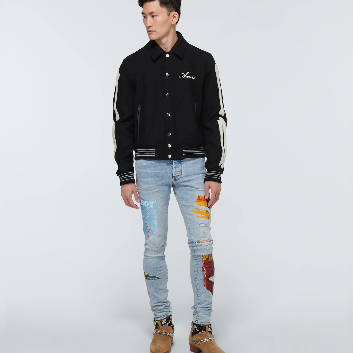 Varsity Jacket Amiri Bones wool-blend negra 5