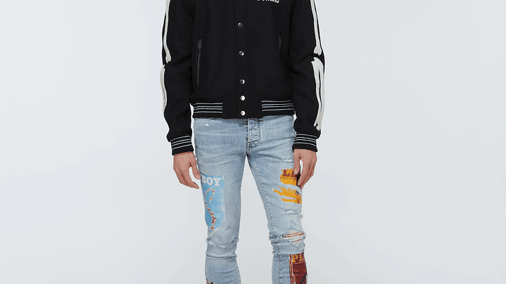 Varsity Jacket Amiri Bones wool-blend negra 5