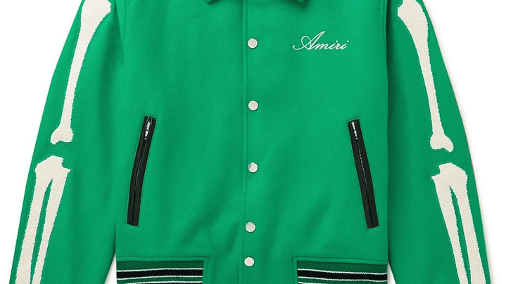 Varsity Jacket Amiri Bones wool-blend verde 1