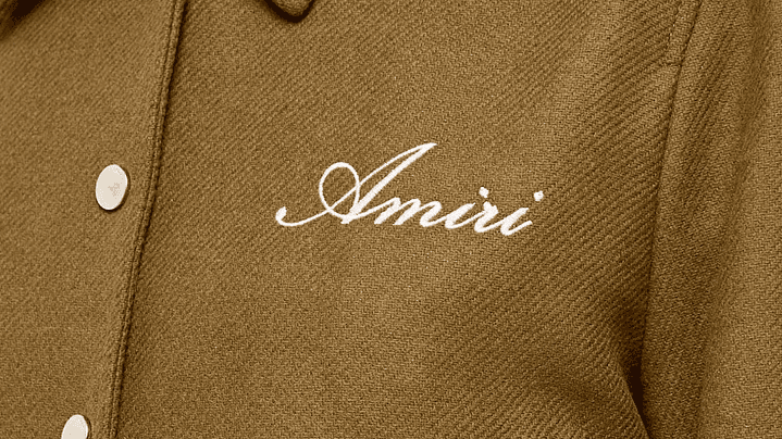 Varsity Jacket Amiri café & crema Bones wool-blend 4