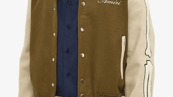 Varsity Jacket Amiri café & crema Bones wool-blend 2