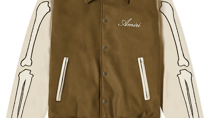 Varsity Jacket Amiri café & crema Bones wool-blend 1