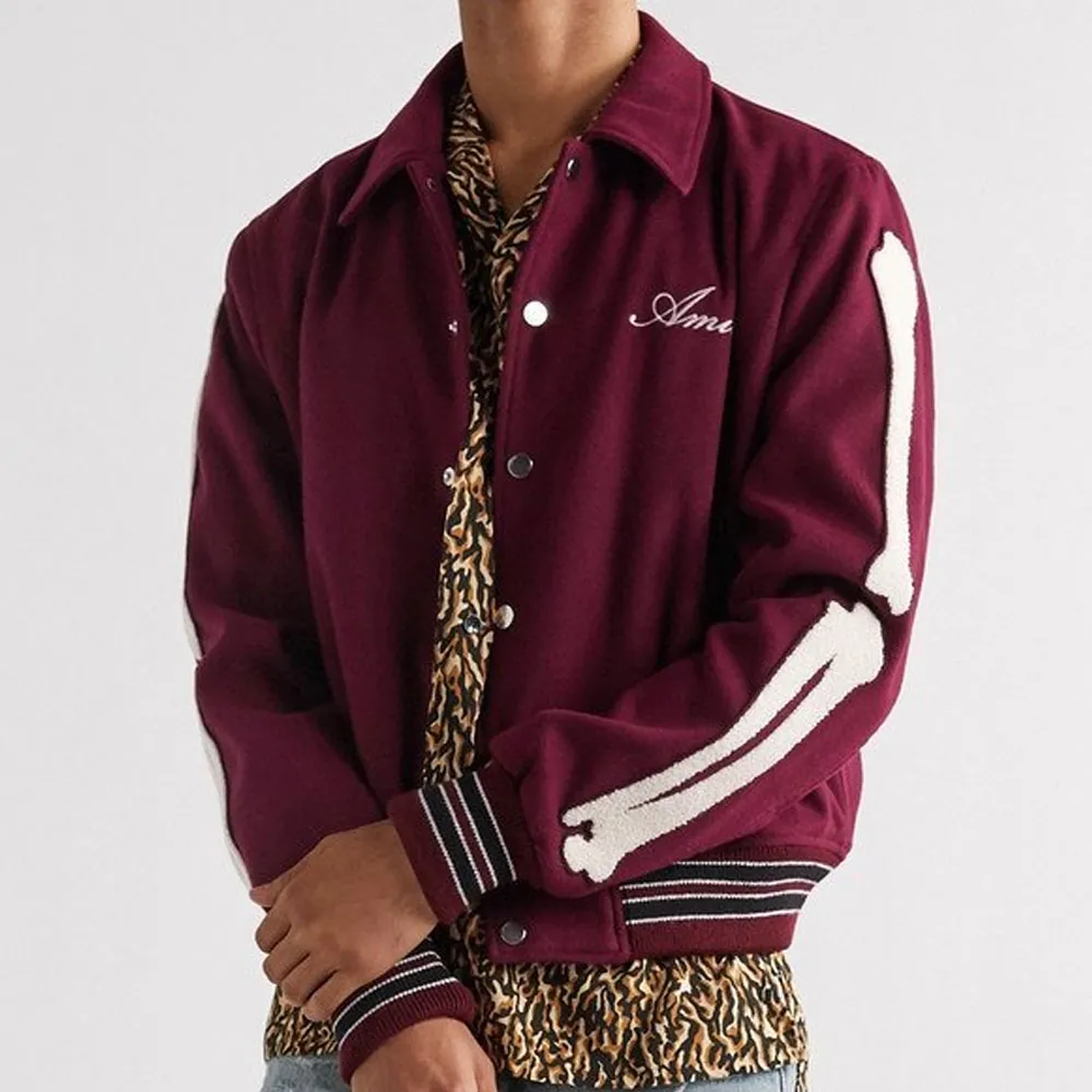 Varsity Jacket Amiri Bones wool-blend wine 3