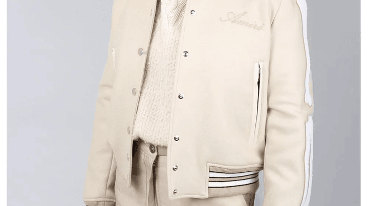 Varsity Jacket Amiri Bones wool-blend crema 3