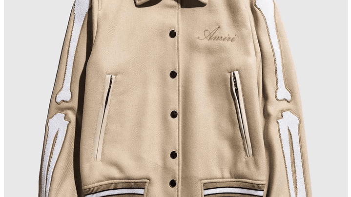 Varsity Jacket Amiri Bones wool-blend crema 1