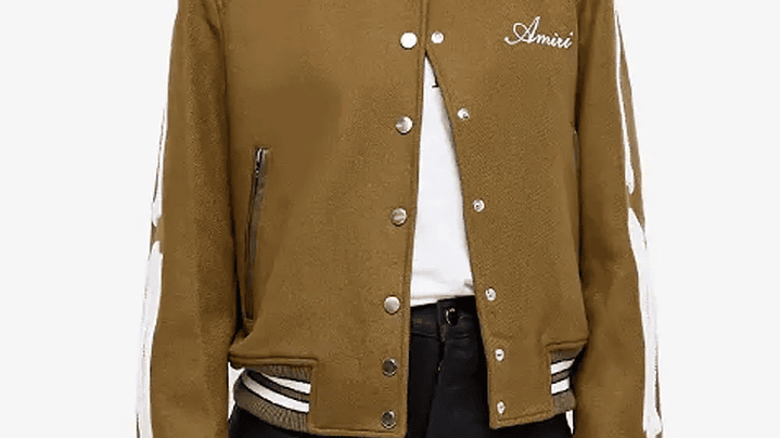 Varsity Jacket Amiri Bones wool-blend café claro 3
