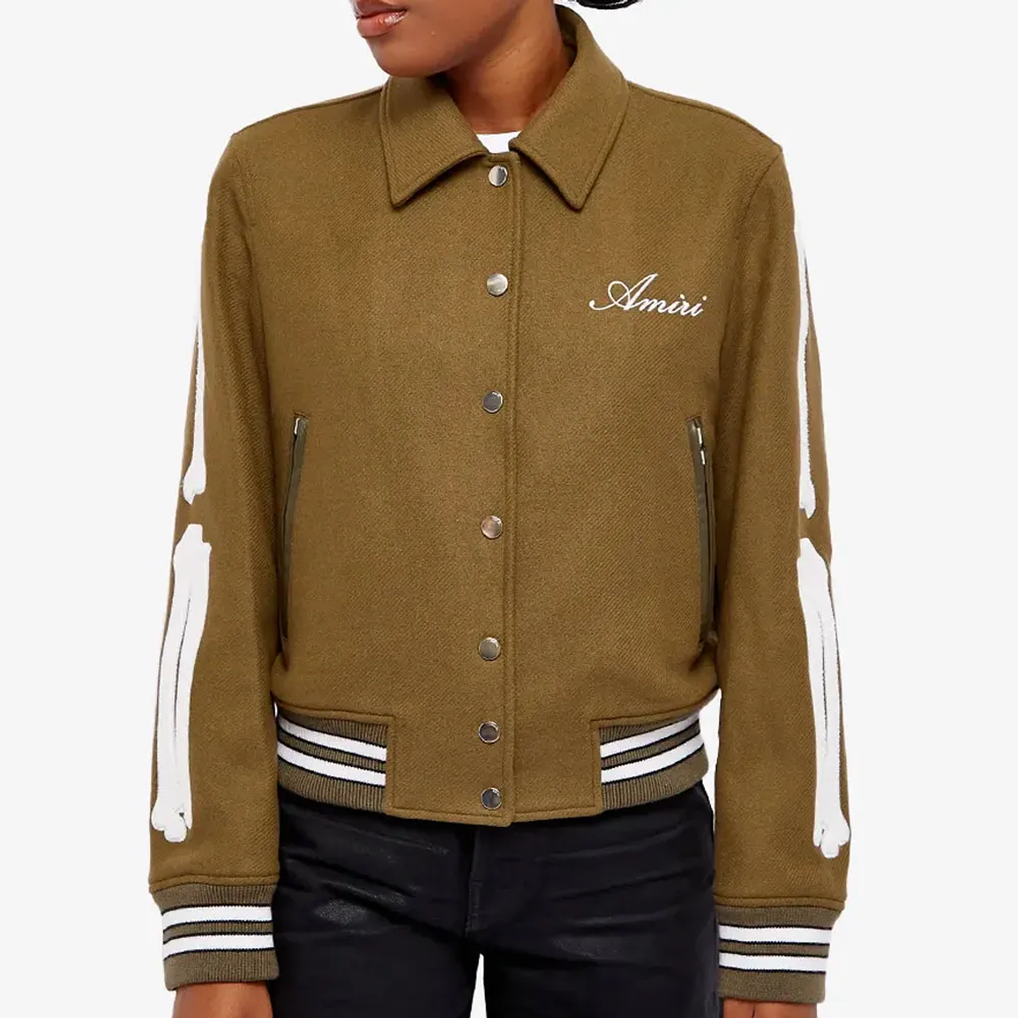 Varsity Jacket Amiri Bones wool-blend café claro 1