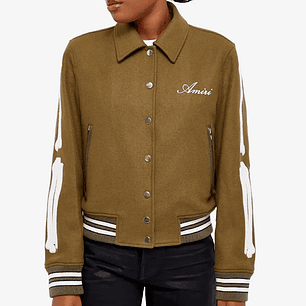 Varsity Jacket Amiri Bones wool-blend café claro