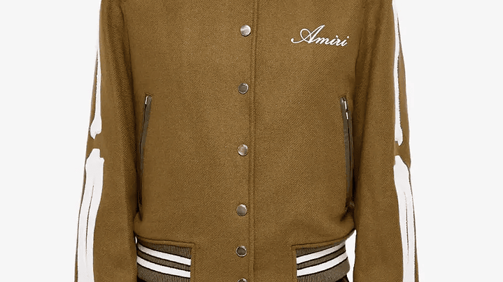 Varsity Jacket Amiri Bones wool-blend café claro 1