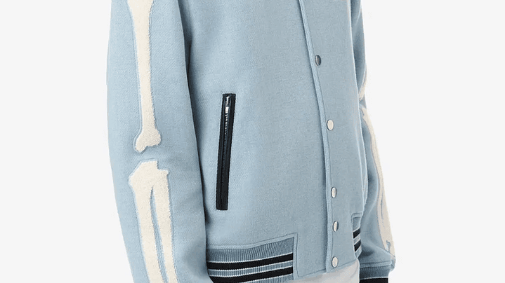 Varsity Jacket Amiri Bones wool-blend sky blue 3