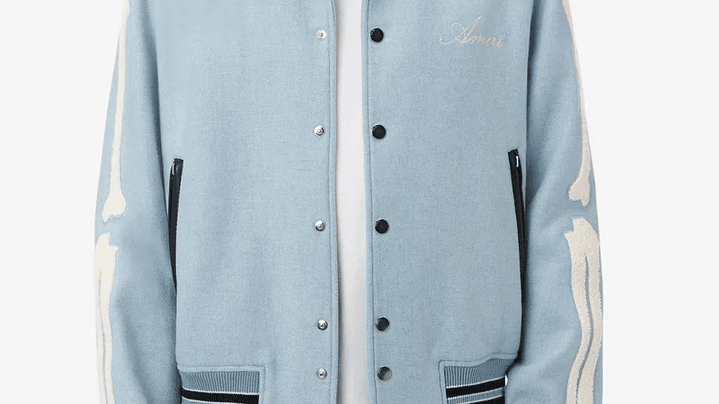 Varsity Jacket Amiri Bones wool-blend sky blue 5