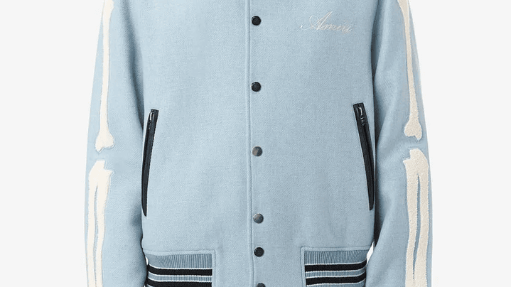 Varsity Jacket Amiri Bones wool-blend sky blue 2