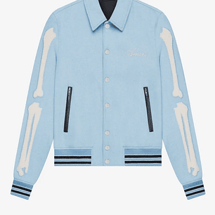 Varsity Jacket Amiri Bones wool-blend sky blue