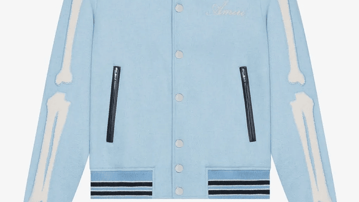 Varsity Jacket Amiri Bones wool-blend sky blue 1