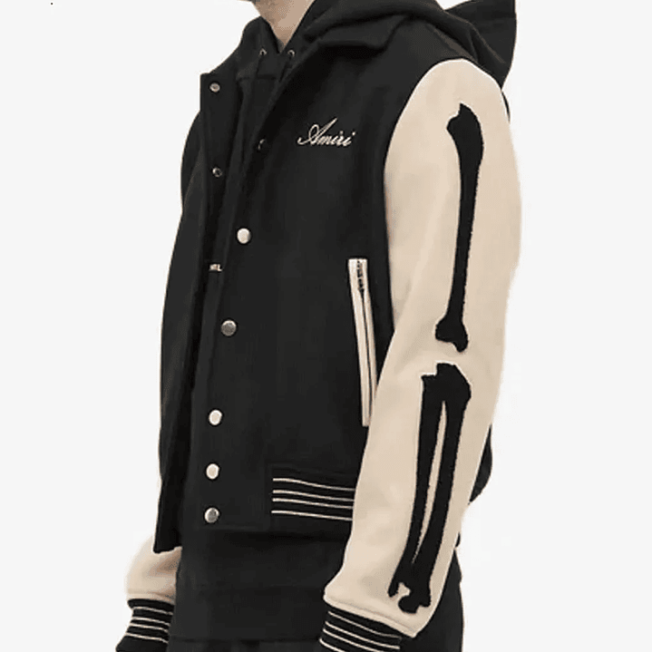 Varsity Jacket Amiri Bones wool-blend negra & crema 2