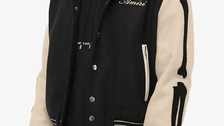 Varsity Jacket Amiri Bones wool-blend negra & crema 4