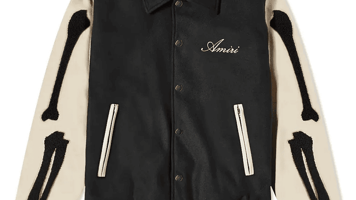 Varsity Jacket Amiri Bones wool-blend negra & crema 1