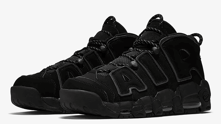 Nike more uptempo triple black reflective 2