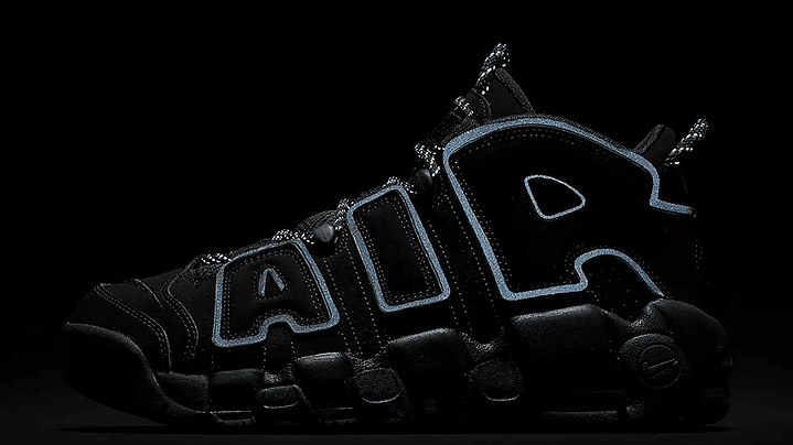 Nike more uptempo triple black reflective 7