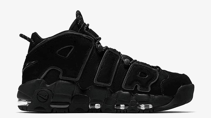 Nike more uptempo triple black reflective 6