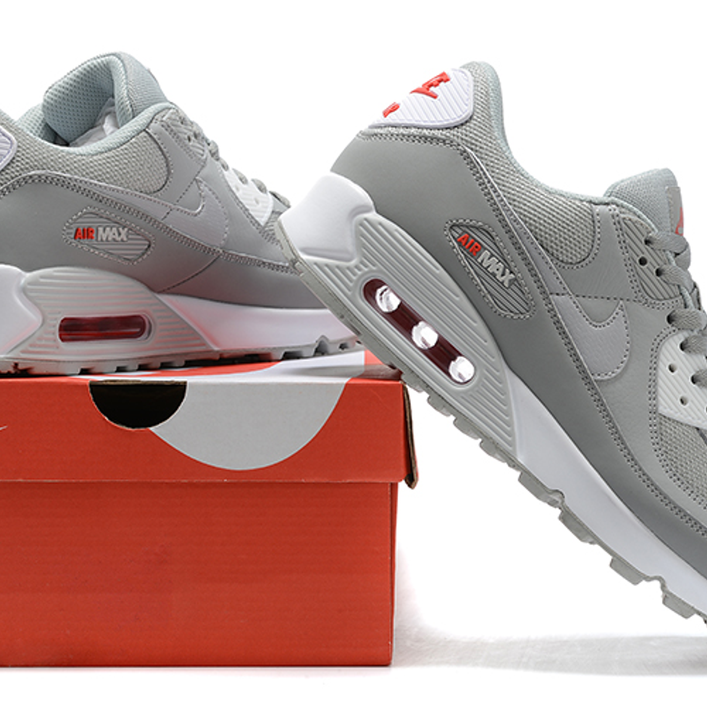 Air max 90 light smoke grey red 2