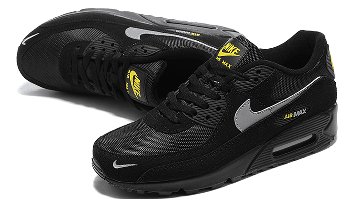Air max 90 reflective swoosh black yellow 4