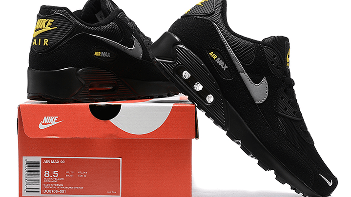 Air max 90 reflective swoosh black yellow 6