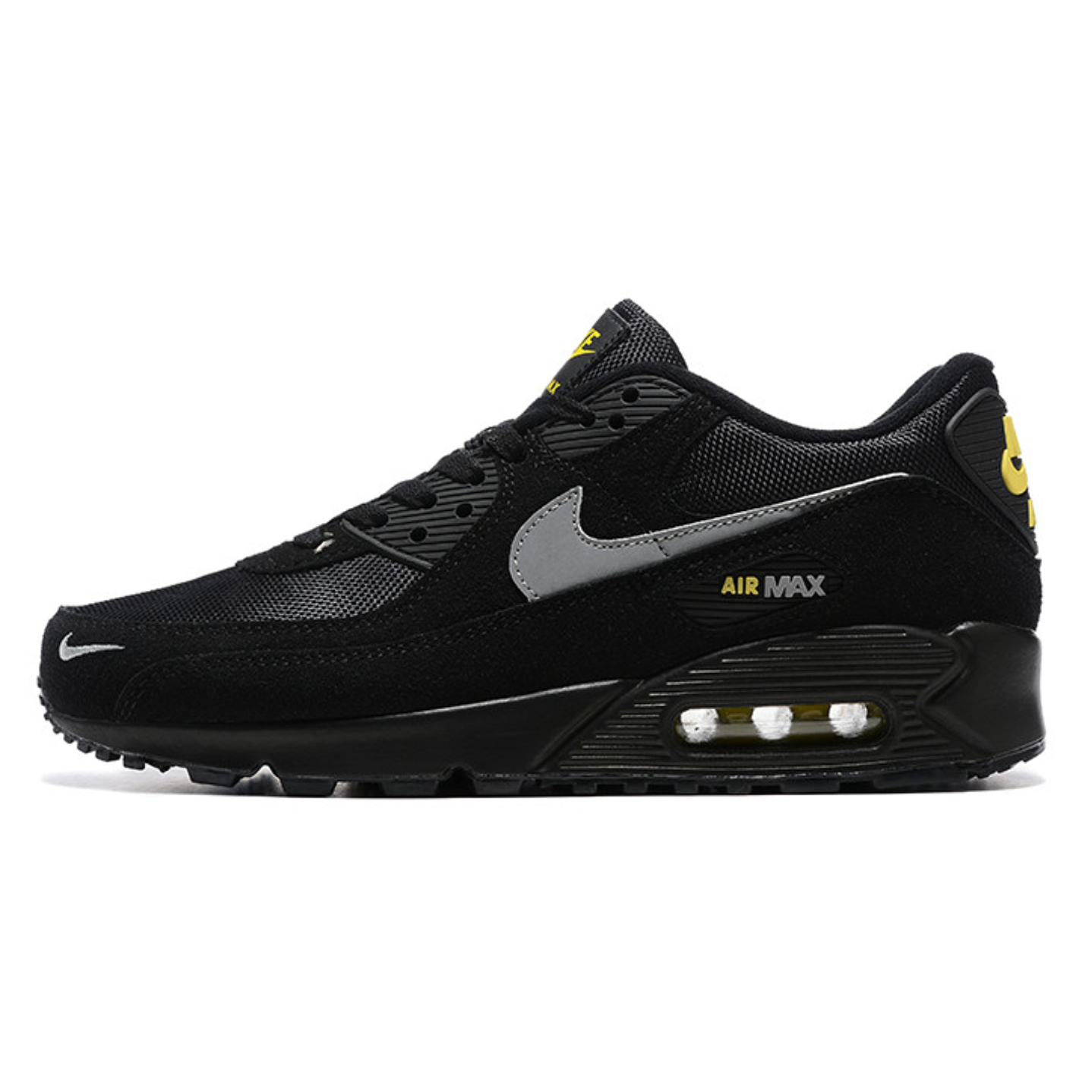 Air max 90 reflective swoosh black yellow 1