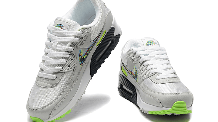 Air max 90 silver grey white 3d swoosh 3