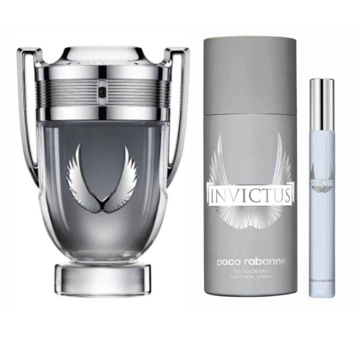 Estuche Perfume Paco Rabanne Invictus Platinum 2022 EDP 100 ml+150 Deso+10ml. mini 1
