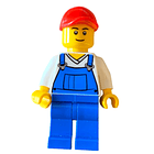 Farmer - Overalls Blue over V-Neck 1