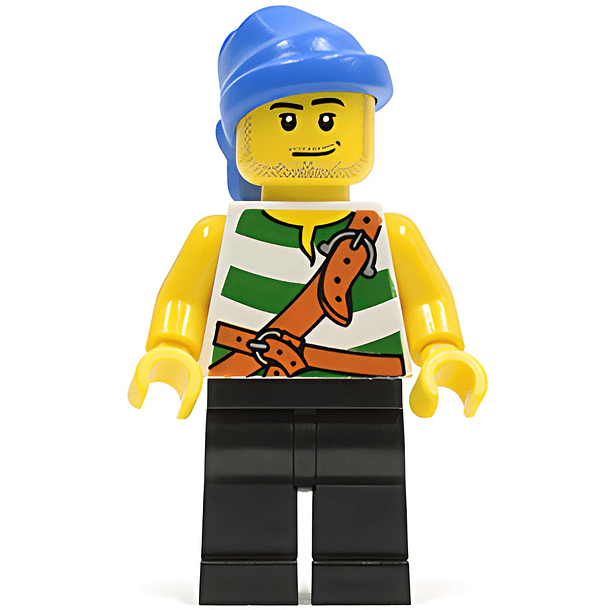 Pirata verde/ rayas blancas, bandana azul.