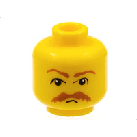 Minifigura, bigote en la cabeza, patrón de cejas y bigote tupido marrón 