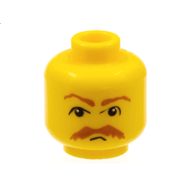 Minifigura, bigote en la cabeza, patrón de cejas y bigote tupido marrón 