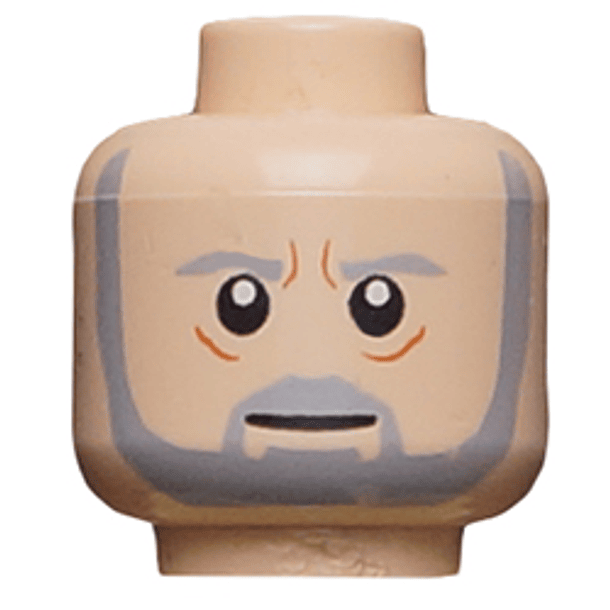 Minifigura, cabeza con barba y cejas grises SW