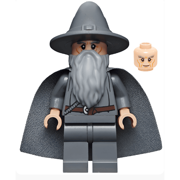 Gandalf el Gris - Sombrero de mago/bruja, líneas largas en las mejillas