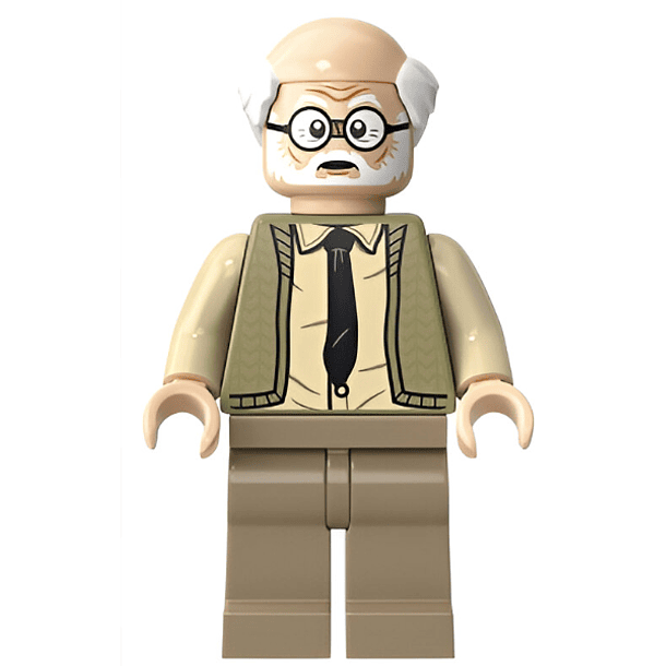 Ernie Prang - Chaleco de punto verde oliva, medio calvo, piernas color canela oscuro