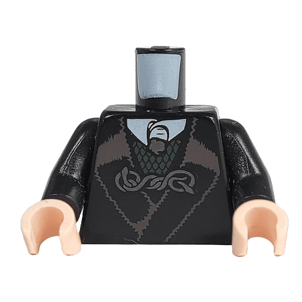 Minifigura, Torso Lucius Malfoy Patrón de chaleco verde oscuro y cierre plateado