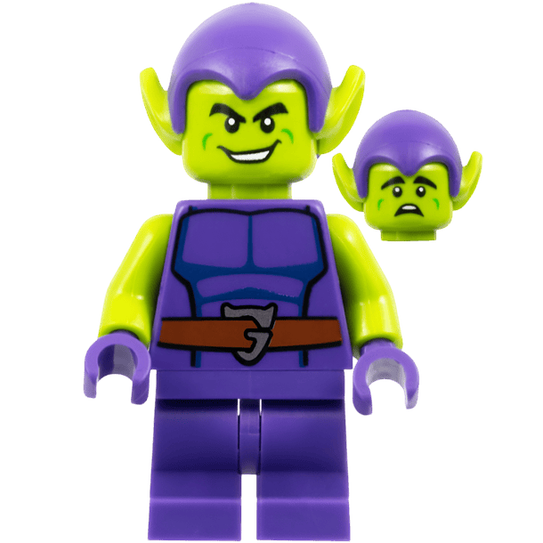 Duende Verde - Piel color lima, traje morado oscuro, piernas medianas