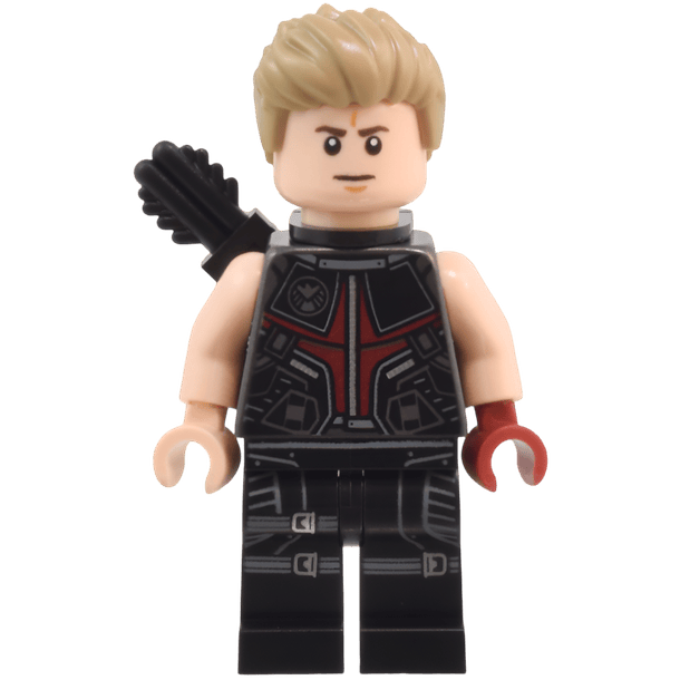 Hawkeye - Traje negro y rojo oscuro, cabello castaño oscuro